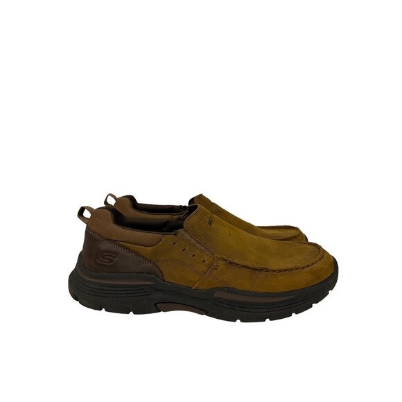 Skeechers Expended Seveno Brown Leather Memory Foam Loafers Shoes Men's Size 11 - Picture 1 of 9